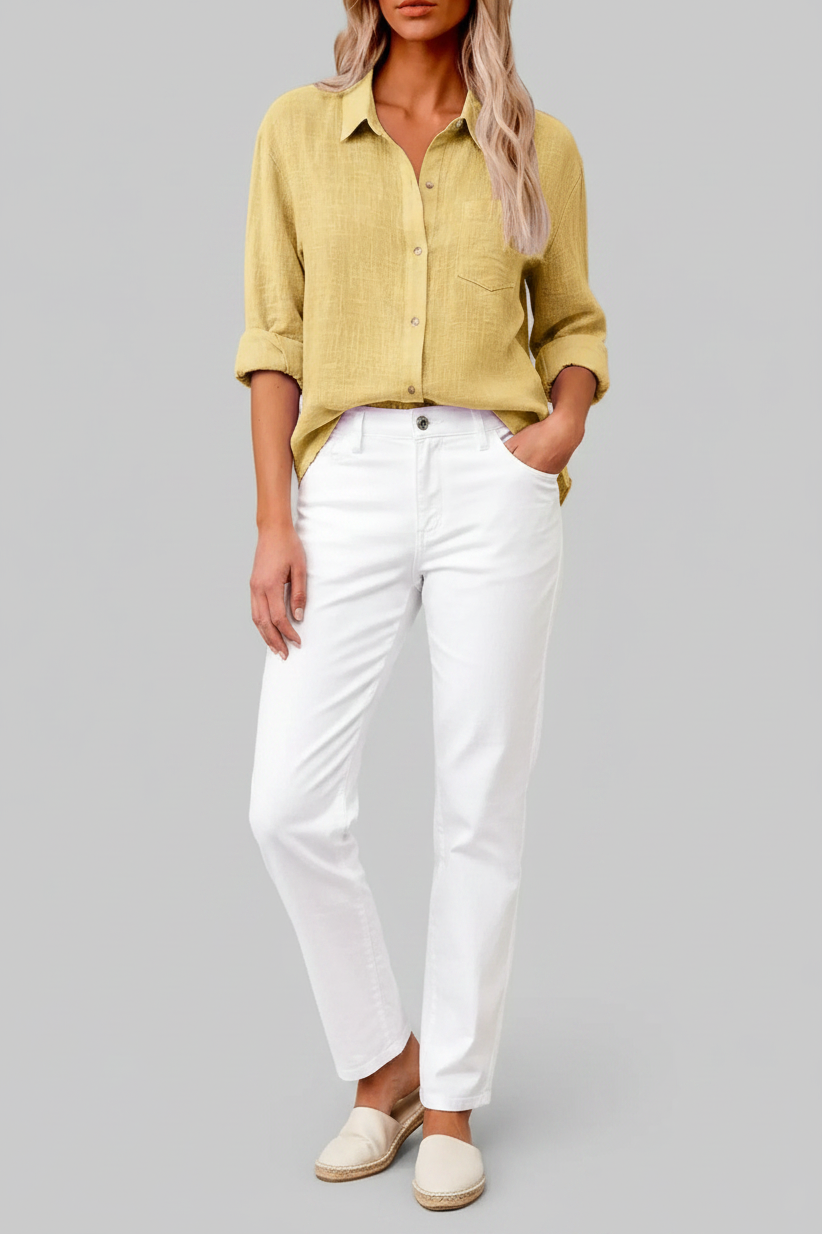 Elegant Cotton Linen Long Sleeve Womens Shirt - Casual Blouse for All Occasions 25