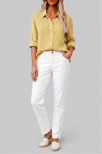Elegant Cotton Linen Long Sleeve Womens Shirt - Casual Blouse for All Occasions 25