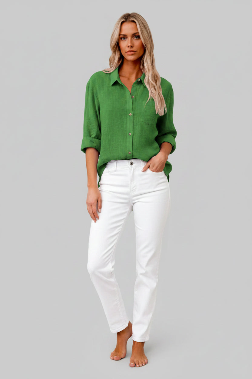 Elegant Cotton Linen Long Sleeve Womens Shirt - Casual Blouse for All Occasions 7