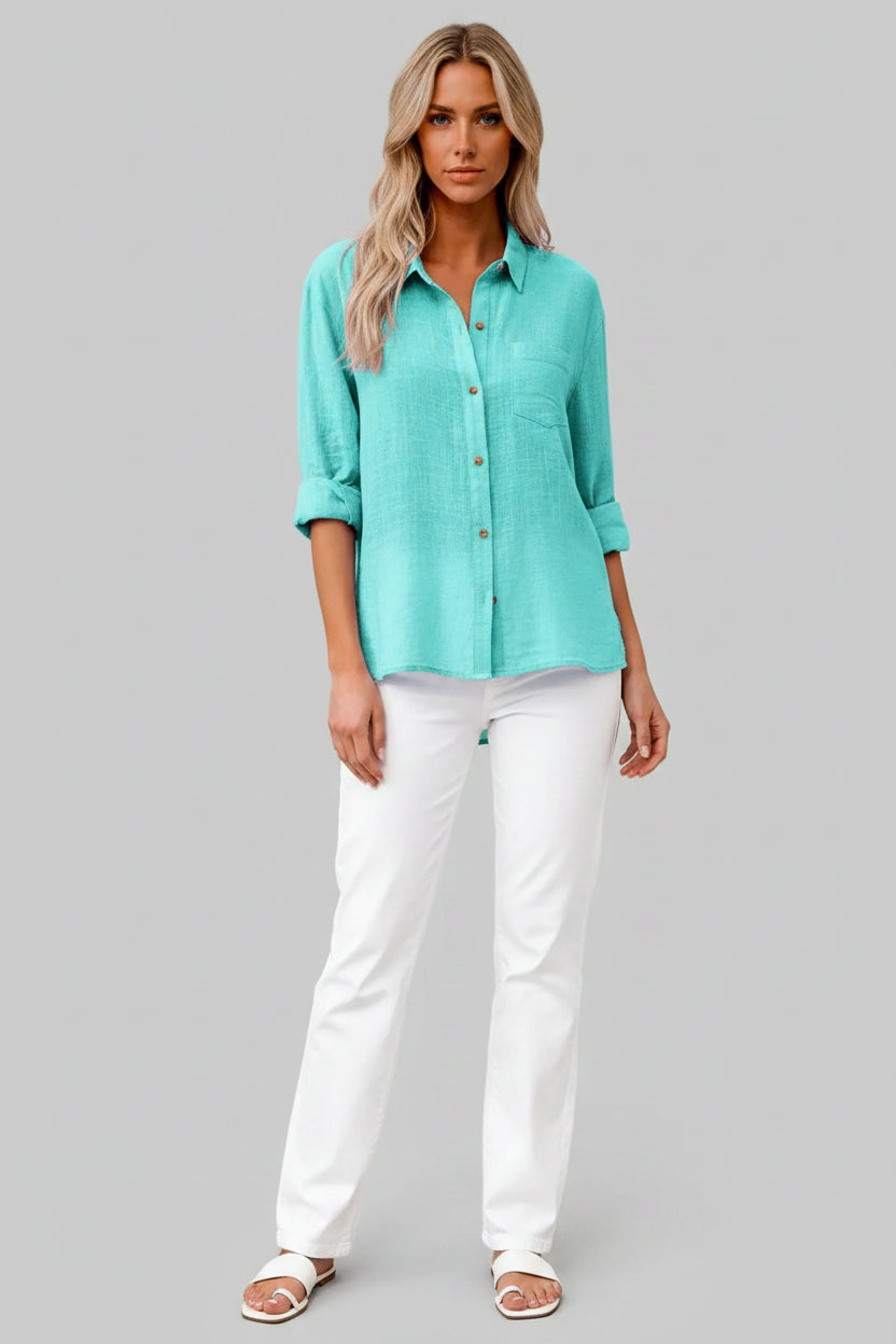 Elegant Cotton Linen Long Sleeve Womens Shirt - Casual Blouse for All Occasions 9