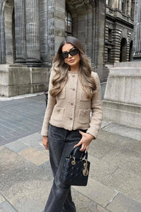 Elegant Cropped Tweed Blazer with Button Closure 3