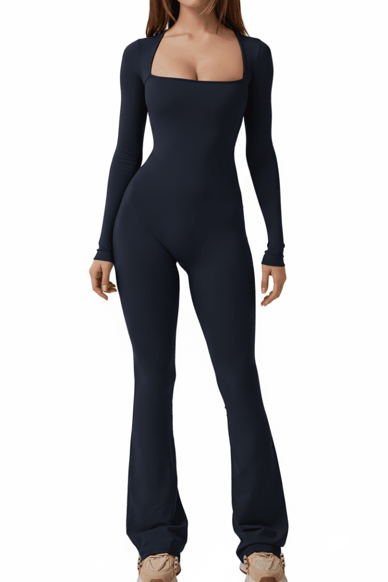 Elegant Flared Leg Jumpsuit with Square Neckline for Stylish Occasions 3