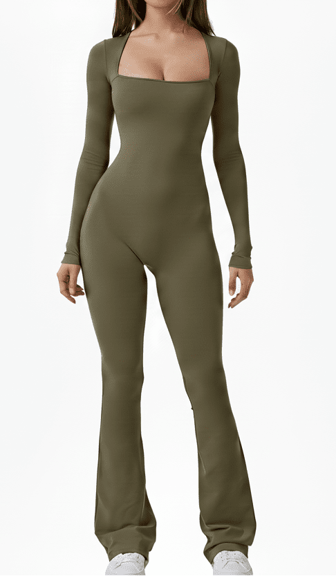Elegant Flared Leg Jumpsuit with Square Neckline for Stylish Occasions 4