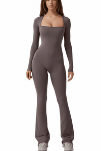 Elegant Flared Leg Jumpsuit with Square Neckline for Stylish Occasions 5