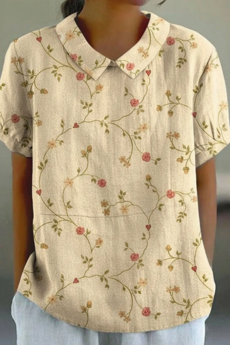 Elegant Floral Cotton Blouse for Effortless Everyday Style 2