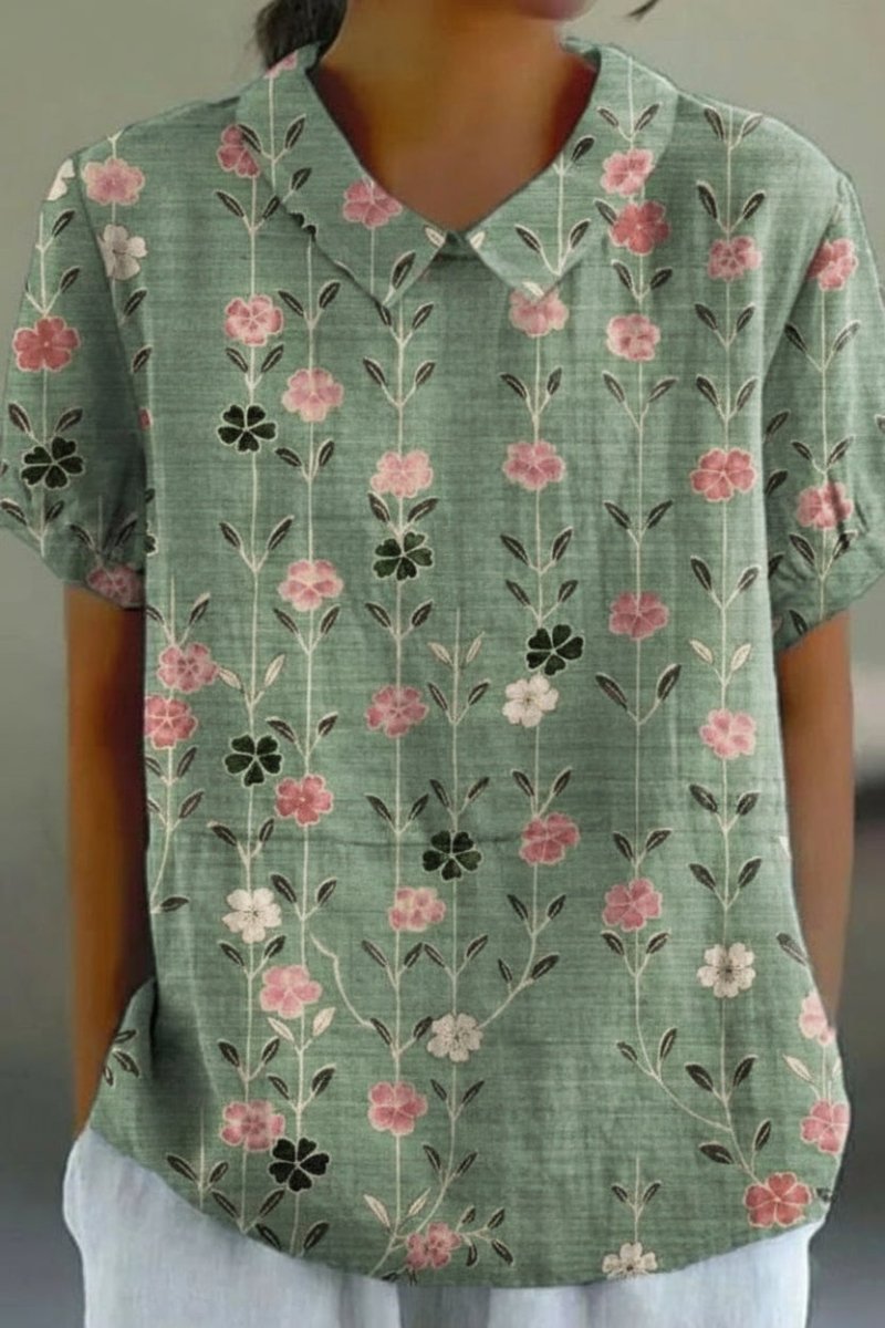 Elegant Floral Cotton Blouse for Effortless Everyday Style 3