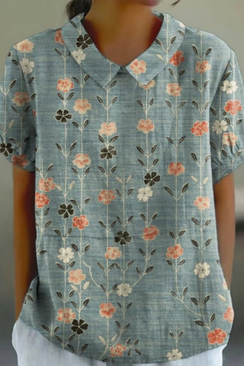 Elegant Floral Cotton Blouse for Effortless Everyday Style 6