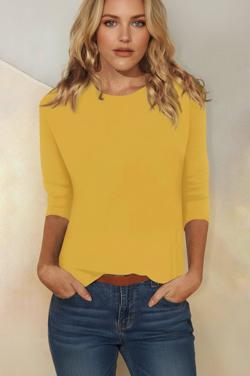 Elegant Going Out Top with 3/4 Sleeves and Soft Flowing Fabric 3