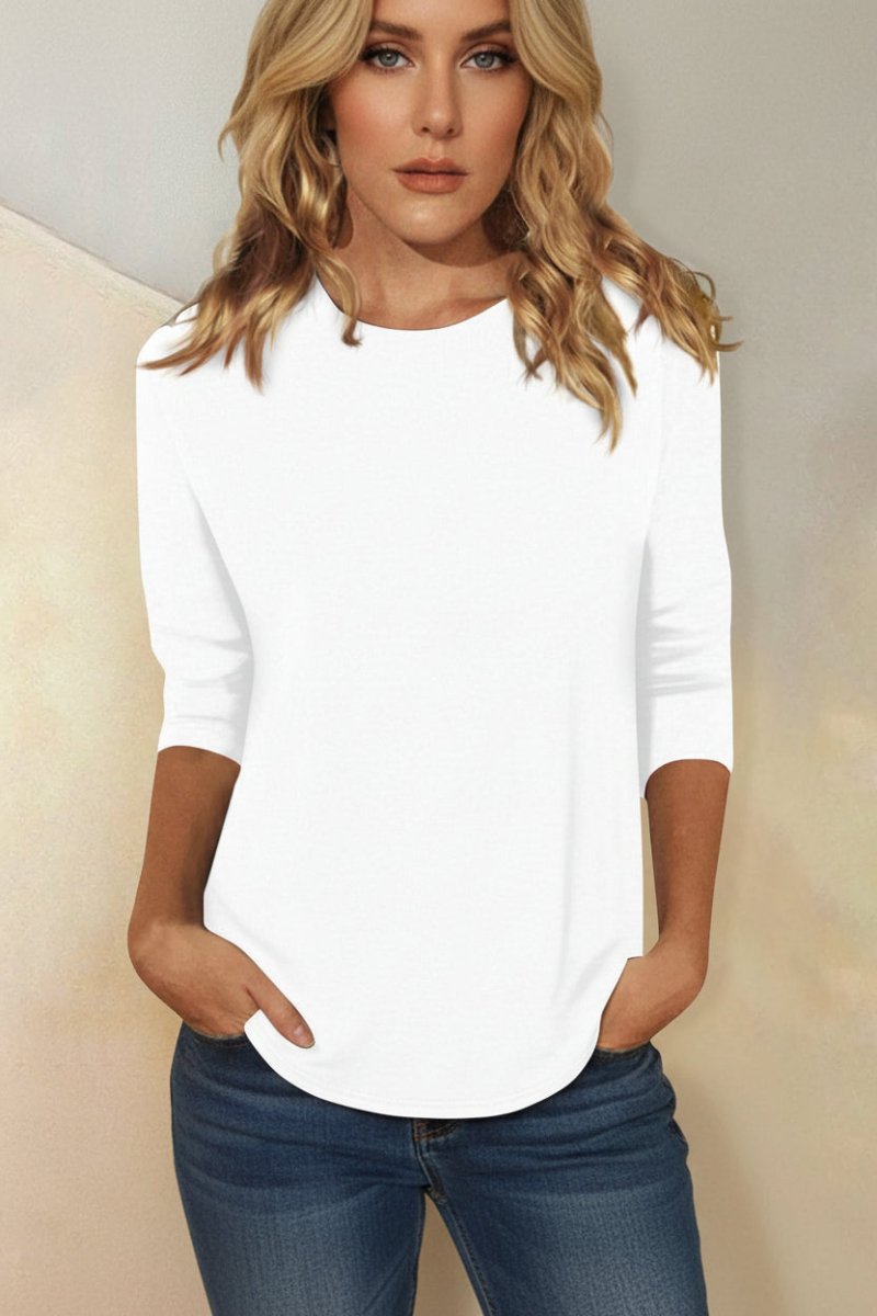 Elegant Going Out Top with 3/4 Sleeves and Soft Flowing Fabric 8