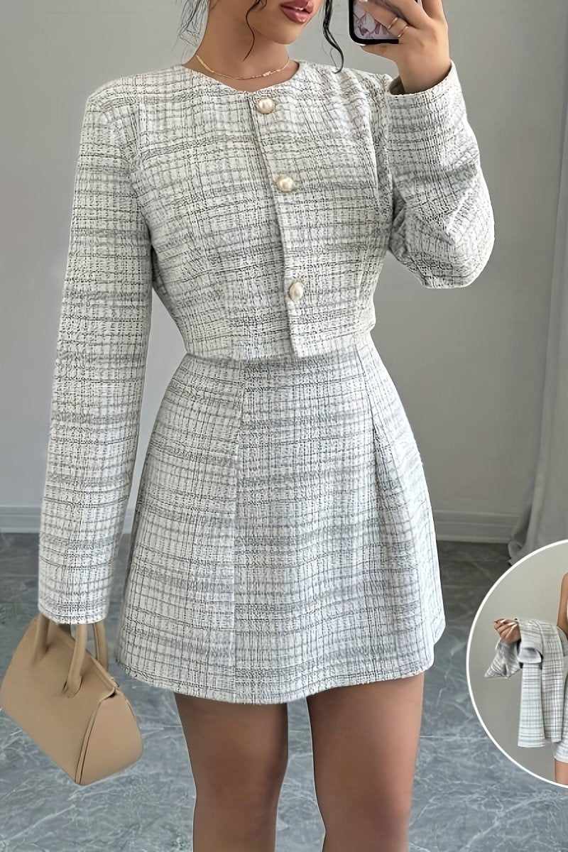 Elegant Jacquard Jacket and Dress Set for Sophisticated Style 1