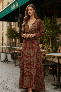 Elegant Knotted Summer Maxi Dress with V-Neck Design 2