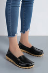 Elegant Leather Black Flats for Women - Comfortable Slip-On Moccasins 0