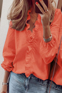 Elegant Long Sleeve Blouse with Ruffle Detail for Versatile Style 3