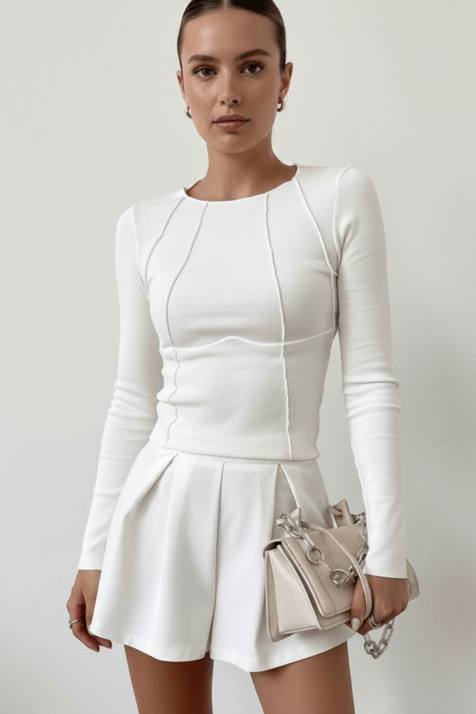 Elegant Long Sleeve Cotton Blend Blouse for Comfortable Everyday Style 1