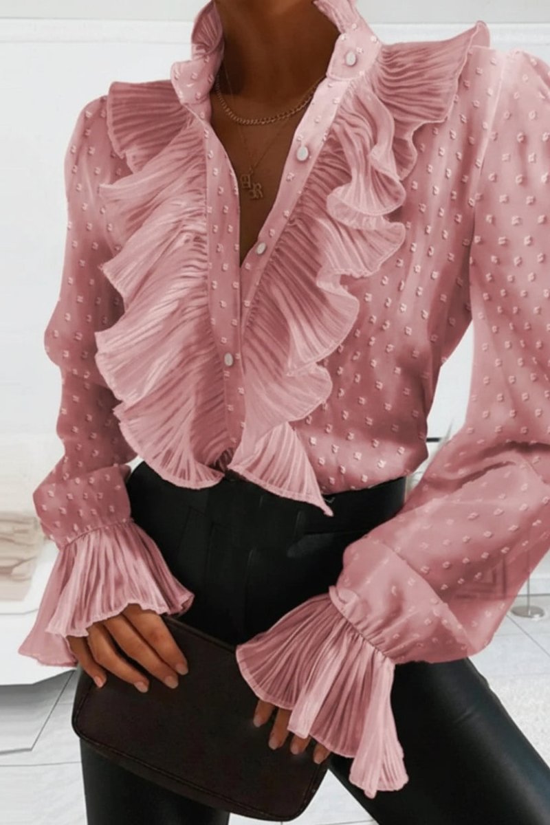 Elegant Long Sleeve Ruffle Blouse for Seasonal Sophistication 1