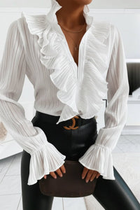 Elegant Long Sleeve Ruffle Blouse for Seasonal Sophistication 2