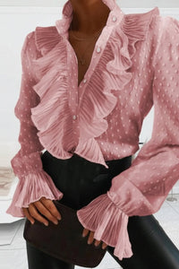 Elegant Long Sleeve Ruffle Blouse for Seasonal Sophistication 5
