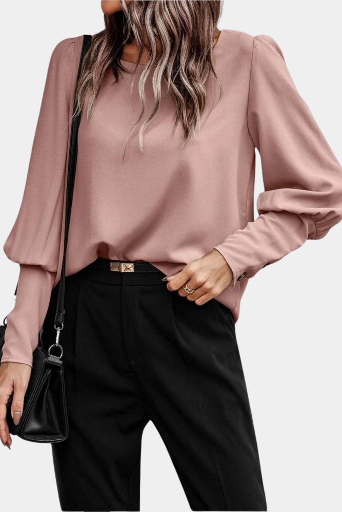 Elegant Long Sleeve Top with Statement Buttons for Versatile Style 1