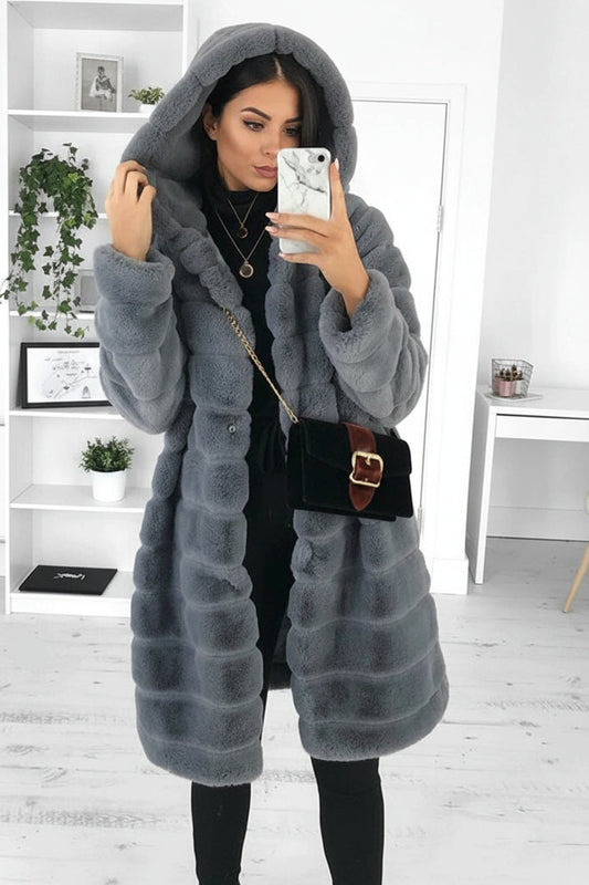 Elegant Long Spring Coat with Cozy Fabric and Practical Hood 0