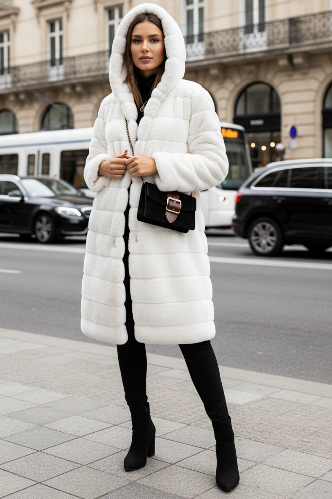 Elegant Long Spring Coat with Cozy Fabric and Practical Hood 4
