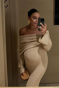 Elegant Maternity Dress - Off-Shoulder Long Sleeve for Baby Showers & Photoshoots 5