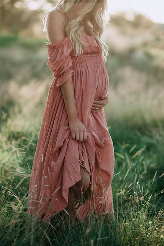 Elegant Maternity Dress - Soft Maxi Dress for Baby Showers & Photoshoots 0