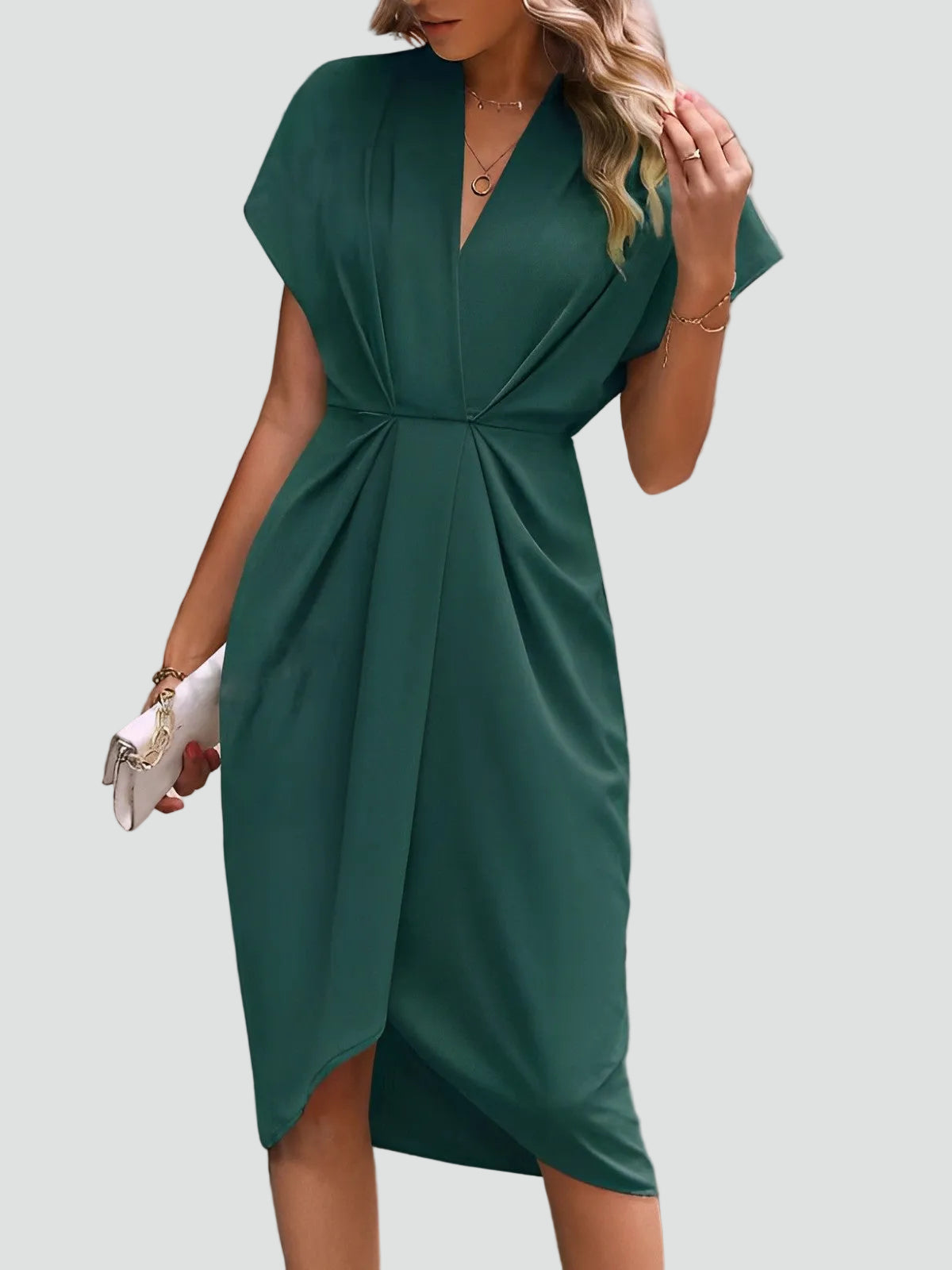 Elegant Midi Wrap Dress - Flattering V-Neck Cocktail Dress for Special Events 3