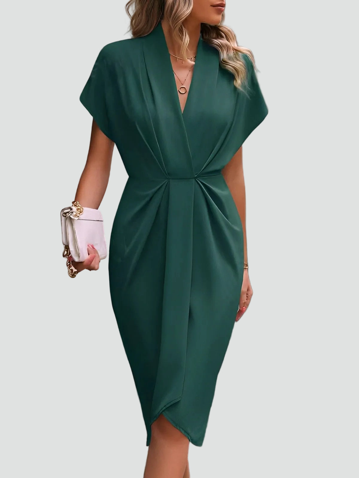 Elegant Midi Wrap Dress - Flattering V-Neck Cocktail Dress for Special Events 5