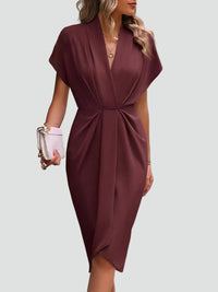 Elegant Midi Wrap Dress - Flattering V-Neck Cocktail Dress for Special Events 6
