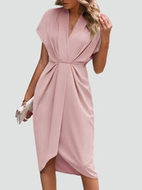 Elegant Midi Wrap Dress - Flattering V-Neck Cocktail Dress for Special Events 8
