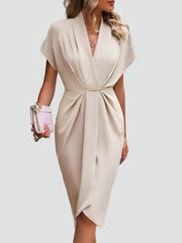 Elegant Midi Wrap Dress - Flattering V-Neck Cocktail Dress for Special Events 9