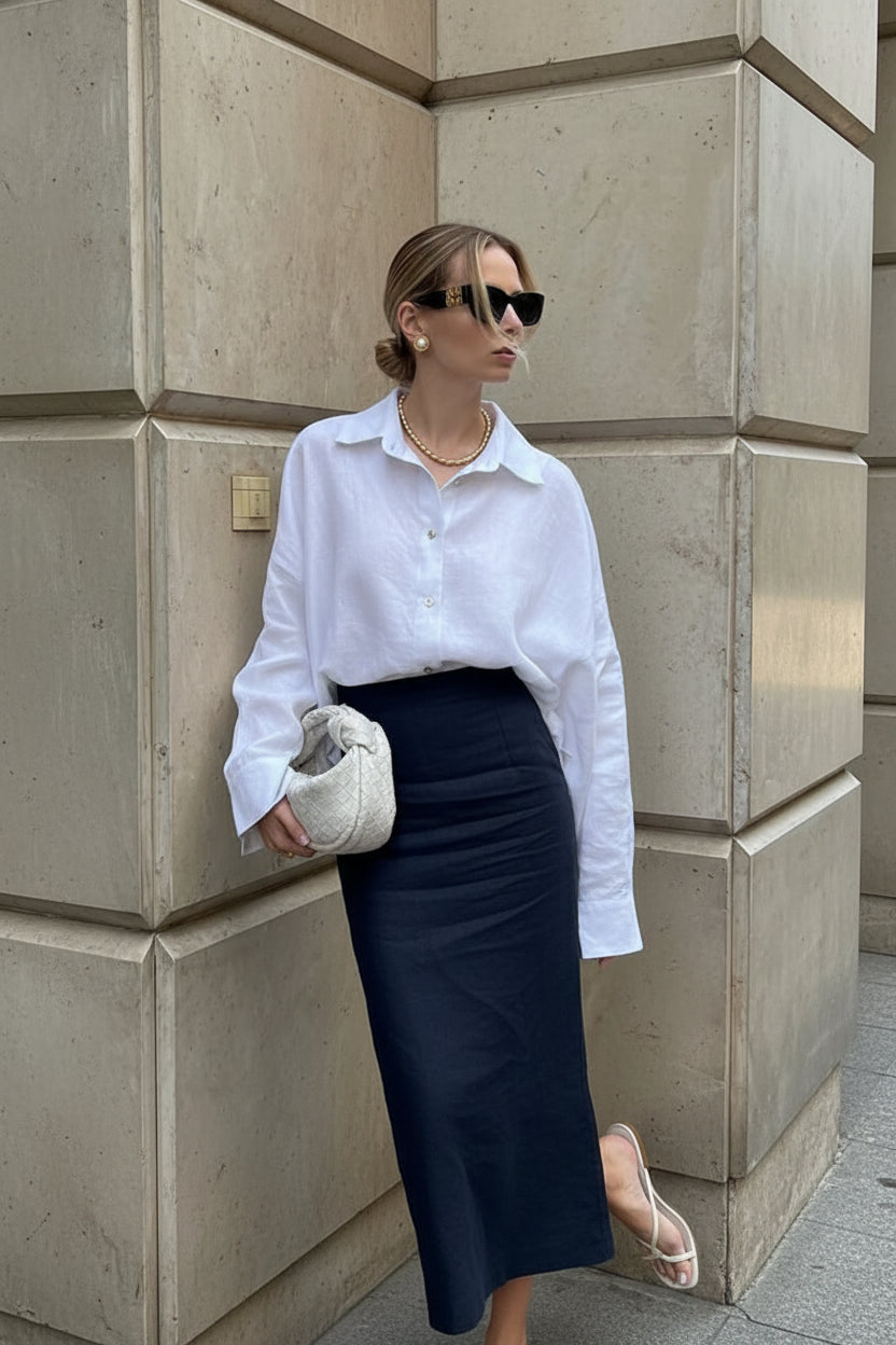 Elegant Oversized Linen Women's Shirt - Long Sleeve Vintage Blouse 7