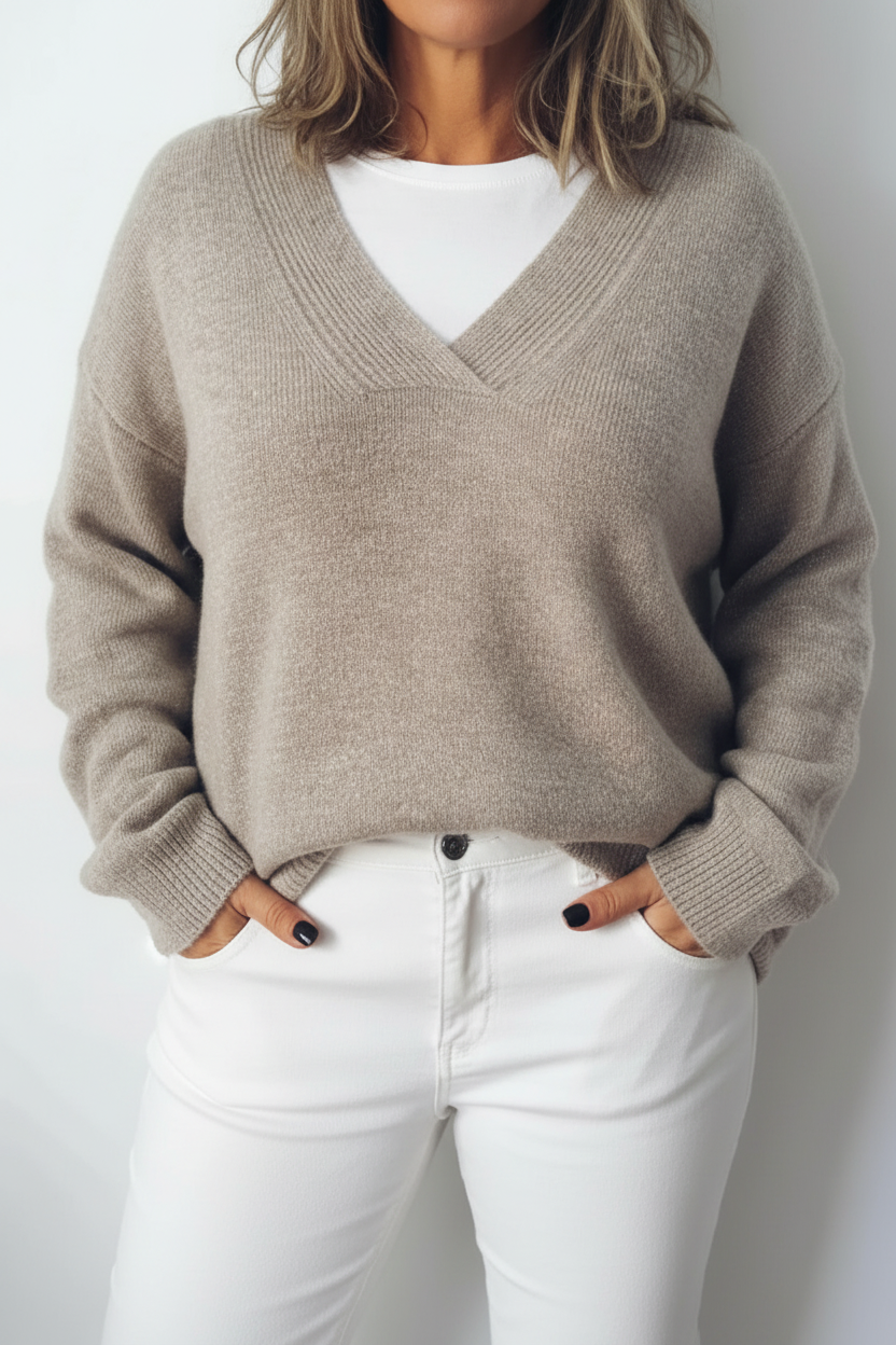 Elegant Oversized V-Neck Sweater for Effortless Comfort 1