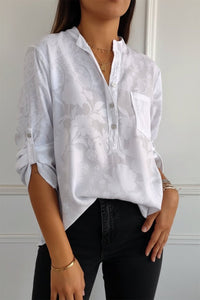 Elegant Printed Blouse with Front Pocket for Effortless Style and Comfort 1