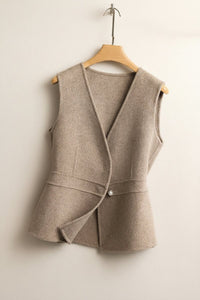 Elegant Pure Cashmere Vest - Wrap Front, V-Neckline, Soft & Breathable 0