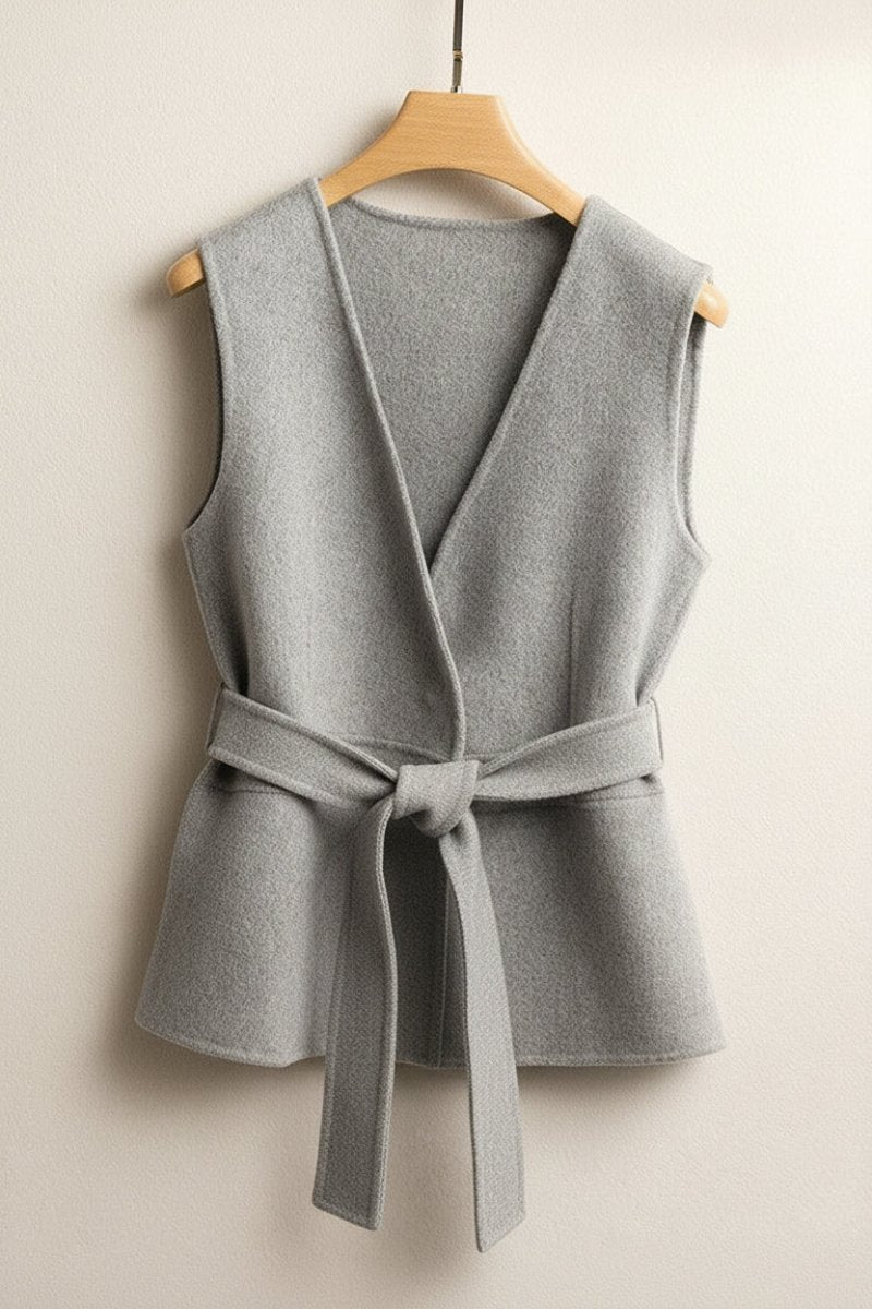 Elegant Pure Cashmere Vest - Wrap Front, V-Neckline, Soft & Breathable 2