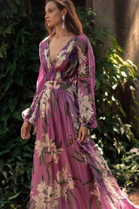 Elegant Purple Maxi Dress with V-Neck for Summer Events 3
