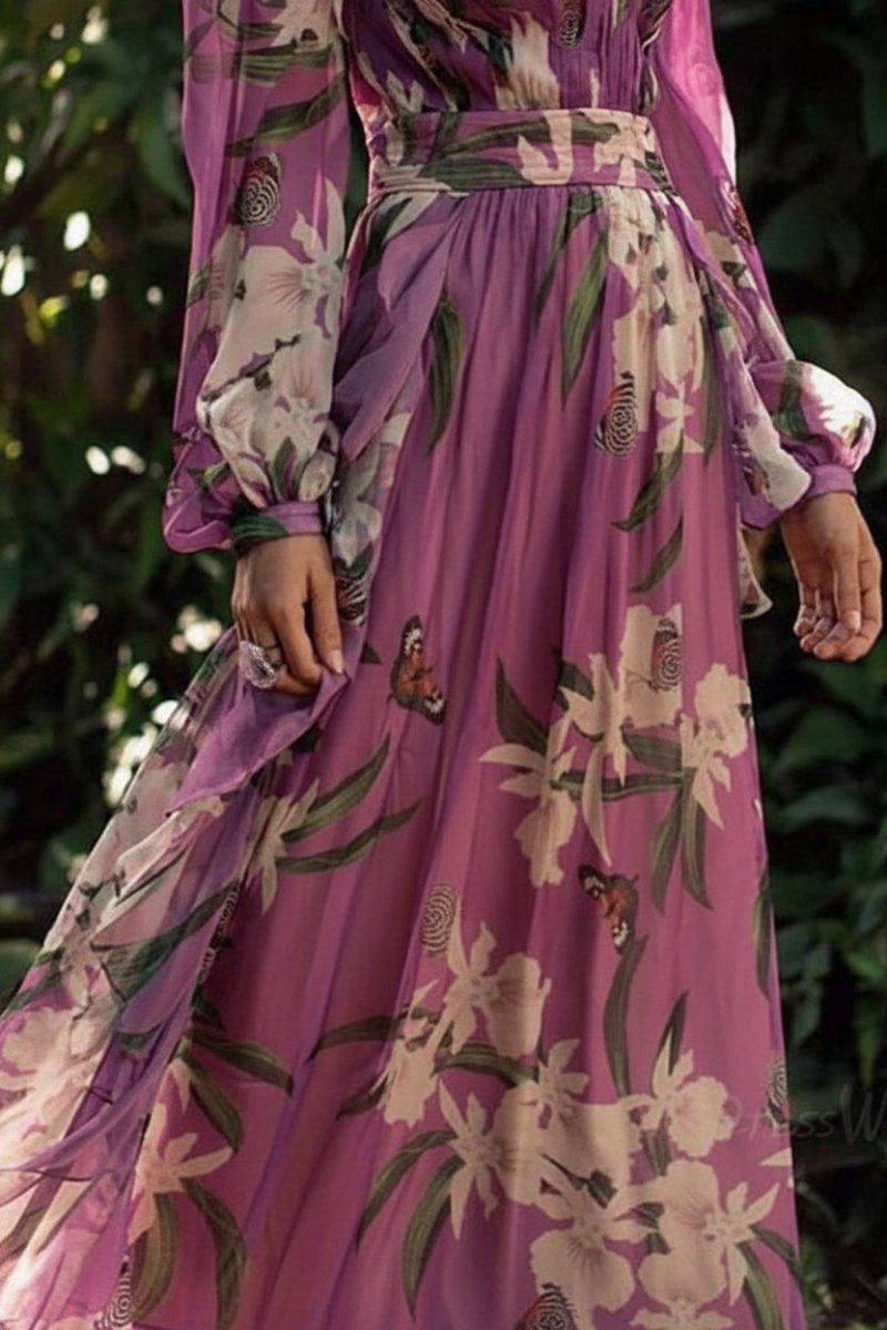 Elegant Purple Maxi Dress with V-Neck for Summer Events 4