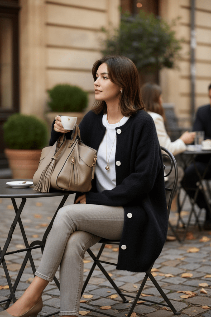 Elegant Relaxed Fit Knit Cardigan for Cozy Spring Style 1