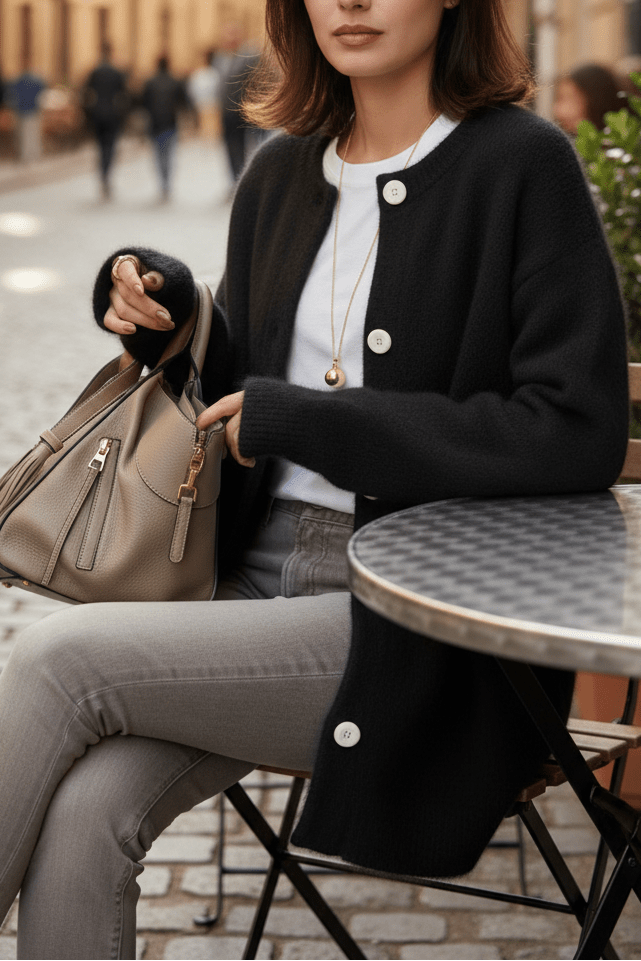 Elegant Relaxed Fit Knit Cardigan for Cozy Spring Style 2