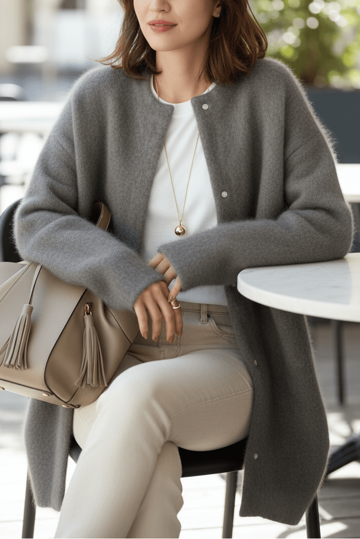Elegant Relaxed Fit Knit Cardigan for Cozy Spring Style 4