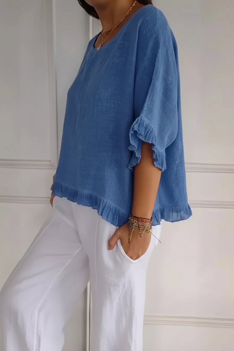 Elegant Ruffle Cotton Blouse for Effortless Style and Comfort 1