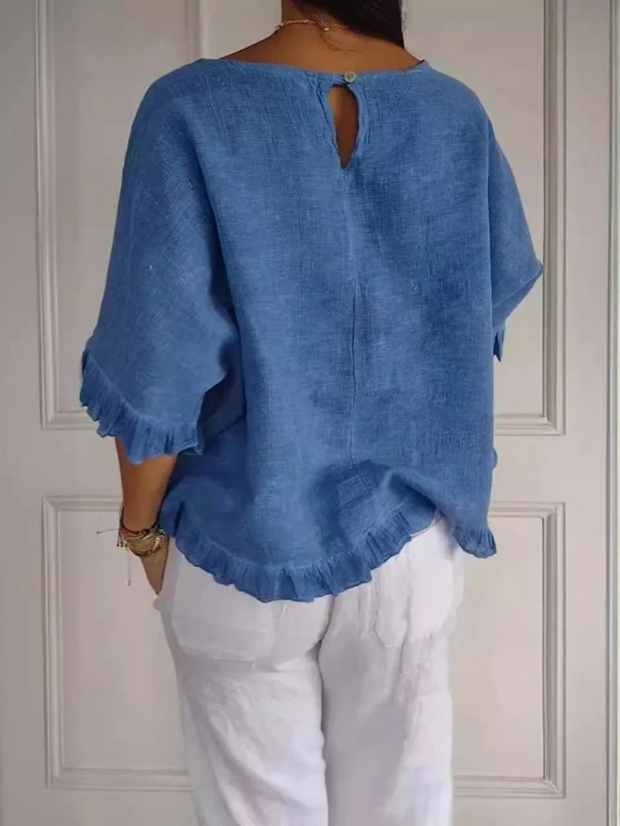 Elegant Ruffle Cotton Blouse for Effortless Style and Comfort 2