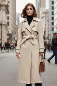 Elegant Sheepskin Leather Trench Coat for Timeless Style 2