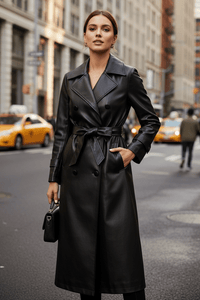 Elegant Sheepskin Leather Trench Coat for Timeless Style 3
