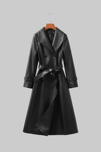 Elegant Sheepskin Leather Trench Coat for Timeless Style 5