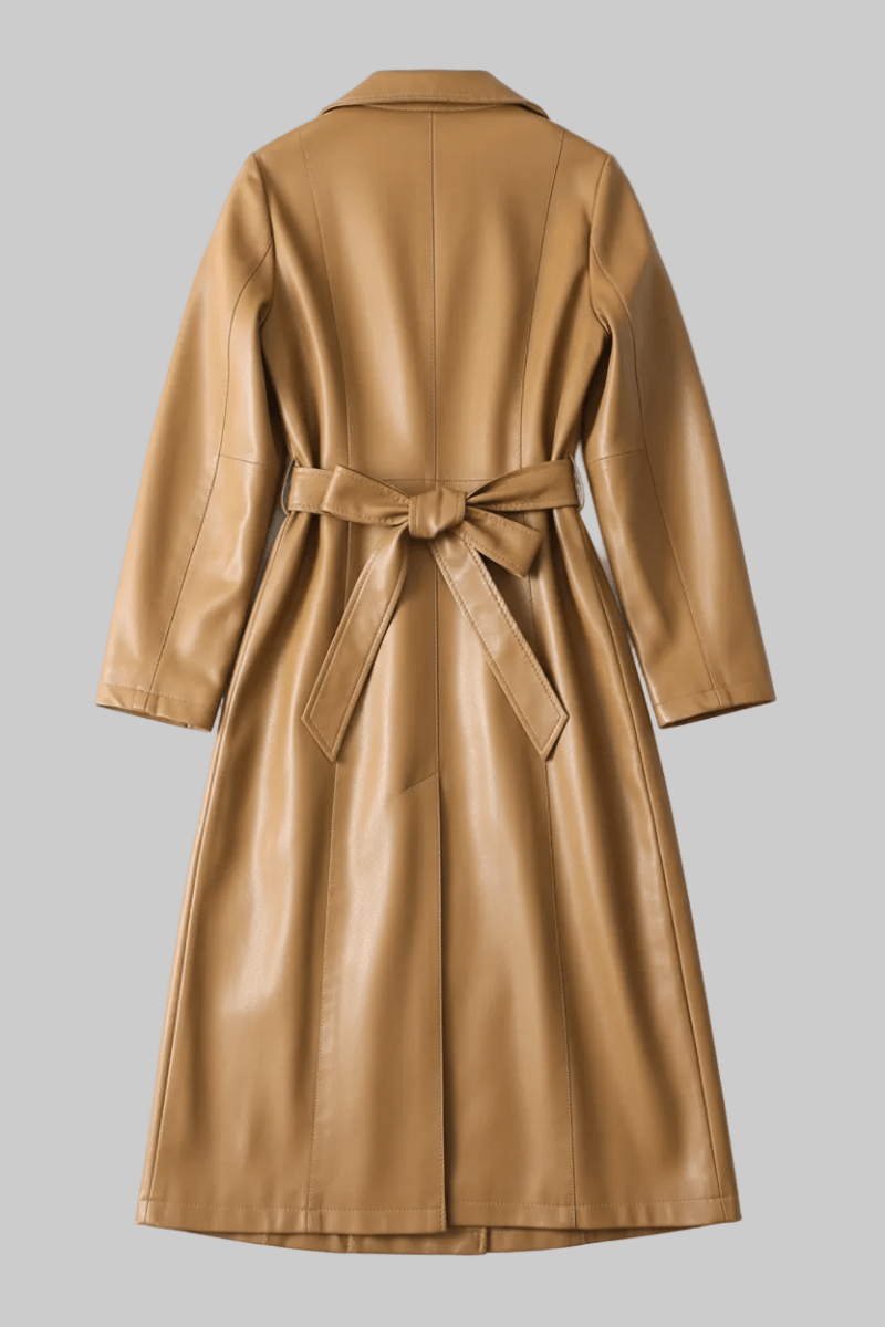 Elegant Sheepskin Leather Trench Coat for Timeless Style 6