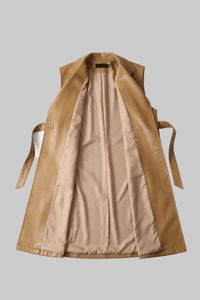 Elegant Sheepskin Leather Trench Coat for Timeless Style 8