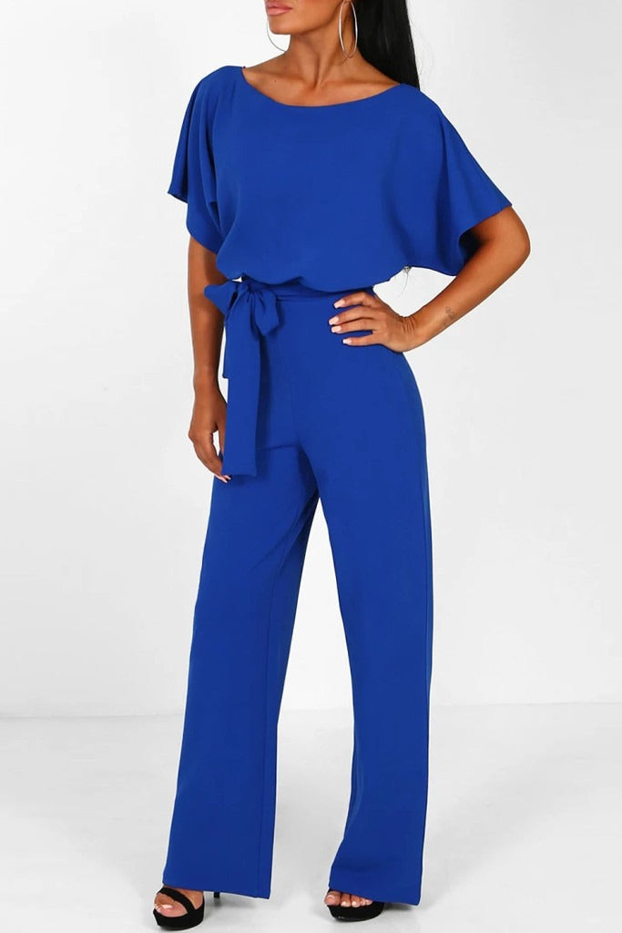 Elegant Short-Sleeve Jumpsuit with Adjustable Waist for Versatile Style 3