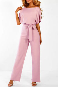 Elegant Short-Sleeve Jumpsuit with Adjustable Waist for Versatile Style 5